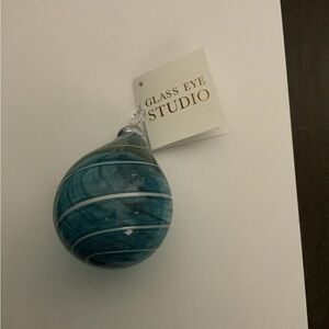 Glass Eye Studio Hand Blown Ornament Blue Teardrop - NWT